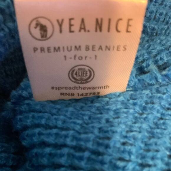 Yea.Nice Premium Beanie Logo Cuffed Flat Waffle Knit Warm Winter Hat - Picture 7 of 8